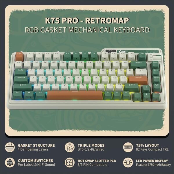 71Ey4B2pWL._AC_SL1500_ K75 PRO RGB Wireless Mechanical Keyboard Review Best 75% Gaming Keyboard